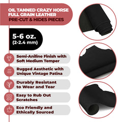 5-6 OZ (2-2.4mm) Leather Oil Tanned Pre-Cuts
