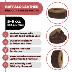 Buffalo Hide Leather 5-6 oz (2-2.4mm) Straps & Blank Belts 40" Length