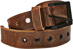 ELW Rustic Heavy Duty Full Grain Leather Belt for Men - Size 1.5”(3.8 cm) Wide & 32" to 46" Length