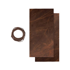ELW 9-10 oz (3.6-4mm) Full Grain Leather Craft Sets with Cord Braiding String 36", Oil Tanned Real Cowhide for Tooling, Carving, Craft, Repair, Knife Sheaths