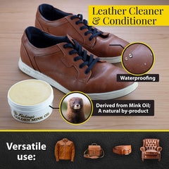 Fiebing's Golden Mink Oil for Leather Boots (2 Pack, 6 oz Each) - Leather Cleaner & Conditioner - Waterproof, Preserve, Soften All Smooth Leathercraft & Vinyl - Prevents Salt Stains On Couch, Purse