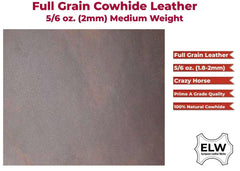 Import Tooling Leather 5/6 oz (2-2.4mm) Full Grain 100% Cowhide PreCut Sizes 6" to 48" - Medium BROWN
