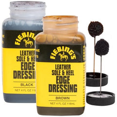 Fiebing's Leather Sole & Heel Edge Dressing, 2-Pack Black (4 oz) - High Gloss Shoe Dressing for Leather Soles & Heels - Provides a Protective Finish - Includes Brush Applicator