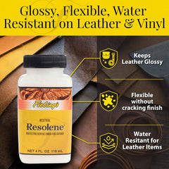 Fiebing's Acrylic Resolene (Neutral 2 Pack, 4 oz Each) - Protective Acrylic Leather Finisher - Glossy Top Coat for Dyed & Polished Leathercraft - Flexible, Durable, Water Resistant for Boots, Couch