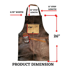 ELW Full Grain Leather Apron-Chest Pouch with Side Pocket, BBQ Apron, Kitchen, Cooking, Bartending, One Size for Men & Women