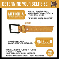 ELW Rustic Heavy Duty Full Grain Leather Belt for Men - Size 1.5”(3.8 cm) Wide & 32" to 46" Length