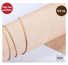 ELW Veg Tanned Leather Shoulder 2/3 oz. (.8-1.2mm) Light Weight 100% Natural Full Grain Leather Tooling Craft Lining Repair Projects Various Sizes: