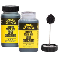 Fiebing's Leather Sole & Heel Edge Dressing, 2-Pack Black (4 oz) - High Gloss Shoe Dressing for Leather Soles & Heels - Provides a Protective Finish - Includes Brush Applicator