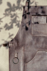 ELW Leather Apron for Kitchen, BBQ, Cooking, Woodworking, Barber, & Crafting - 100% Top Grain Leather - Large Tool Pockets - 3/4 oz Thickness - Adjustable Size M to 2XL