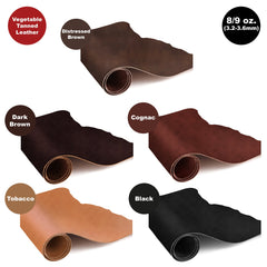 ELW Genuine Leather Vegetable Tanned 8-9 oz. (3.2-3.6mm) Size 6” to 14 SQ FT Full Grain Veg Tan Leather AB Grade Cowhide, Heavy Weight, Tooling, Carving, DIY, Holster, Stamping