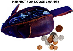 Mouse Coin Purse, Handmade Genuine Full Grain Leather with Rustic Cute Design, Perfect gift, Change Pouch Wallet