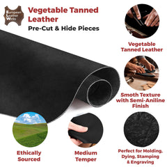 ELW Genuine Leather Vegetable Tanned 8-9 oz. (3.2-3.6mm) Size 6” to 14 SQ FT Full Grain Veg Tan Leather AB Grade Cowhide, Heavy Weight, Tooling, Carving, DIY, Holster, Stamping