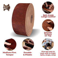 9-10 oz. (3.6-4mm) Latigo Belt Straps in Vintage Brown Size: 2.25"x72"