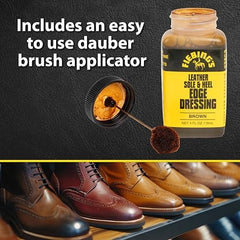 Fiebing's Leather Sole & Heel Edge Dressing, 2-Pack Black (4 oz) - High Gloss Shoe Dressing for Leather Soles & Heels - Provides a Protective Finish - Includes Brush Applicator