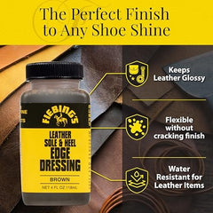 Fiebing's Leather Sole & Heel Edge Dressing, 2-Pack Black (4 oz) - High Gloss Shoe Dressing for Leather Soles & Heels - Provides a Protective Finish - Includes Brush Applicator