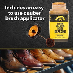Fiebing's Leather Sole & Heel Edge Dressing, 2-Pack Black (4 oz) - High Gloss Shoe Dressing for Leather Soles & Heels - Provides a Protective Finish - Includes Brush Applicator