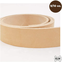 ELW Import Tooling Leather 9/10 oz Natural Belt Blanks/Strips/Straps from Full Grain Vegetable Tanned Tooling Leather up to 55"