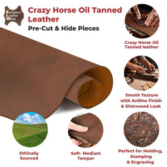 5-6 OZ (2-2.4mm) Leather Oil Tanned Pre-Cuts