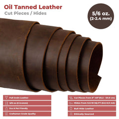 5-6 oz (2-2.4mm) Sable Brown Cowhide Leather - Full Grain - Pre-Cut Sizes & Hides