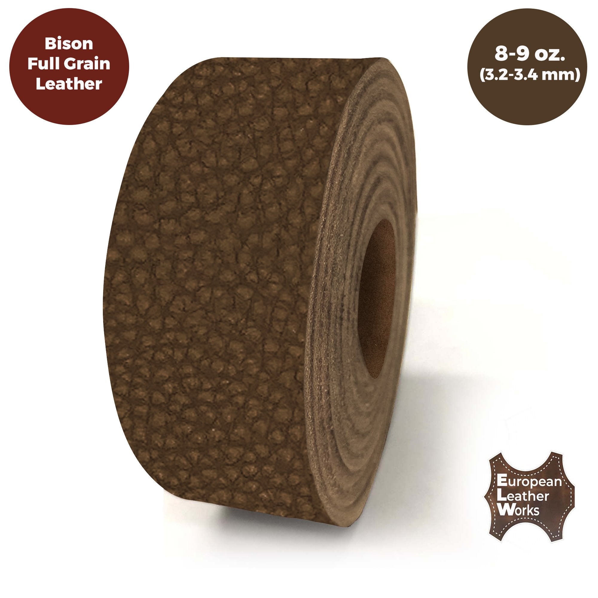 ELW Genuine American Leather Bison 8-9 oz (3.2-3.4mm) Thickness 60" Length Straps, Belts, Strips Full Grain Hide DIY Craft Projects, Bag, Chap, Moccasins, Jewelry, Wrapping - elwshop.com