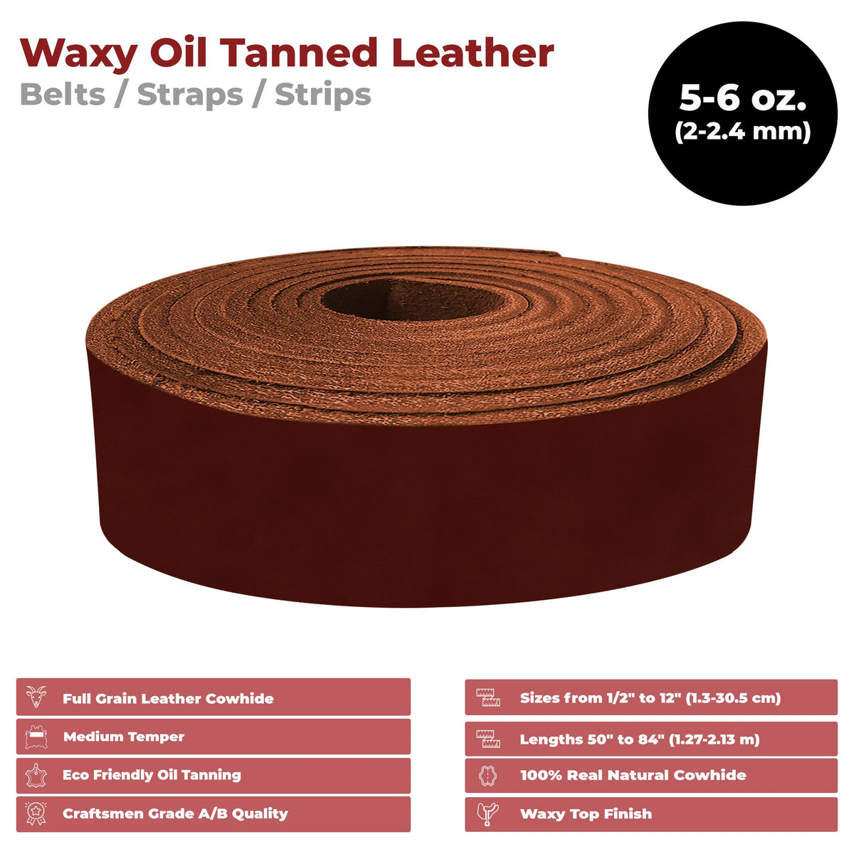 ELW 5-6 oz (2-2.4mm) Full Grain Leather Craft Sets of 2-4 Pieces in Sizes  from 6 to 24with Cord Braiding String 36 included, Oil Tanned Real  Cowhide for Tooling, Carving, Craft, Repair