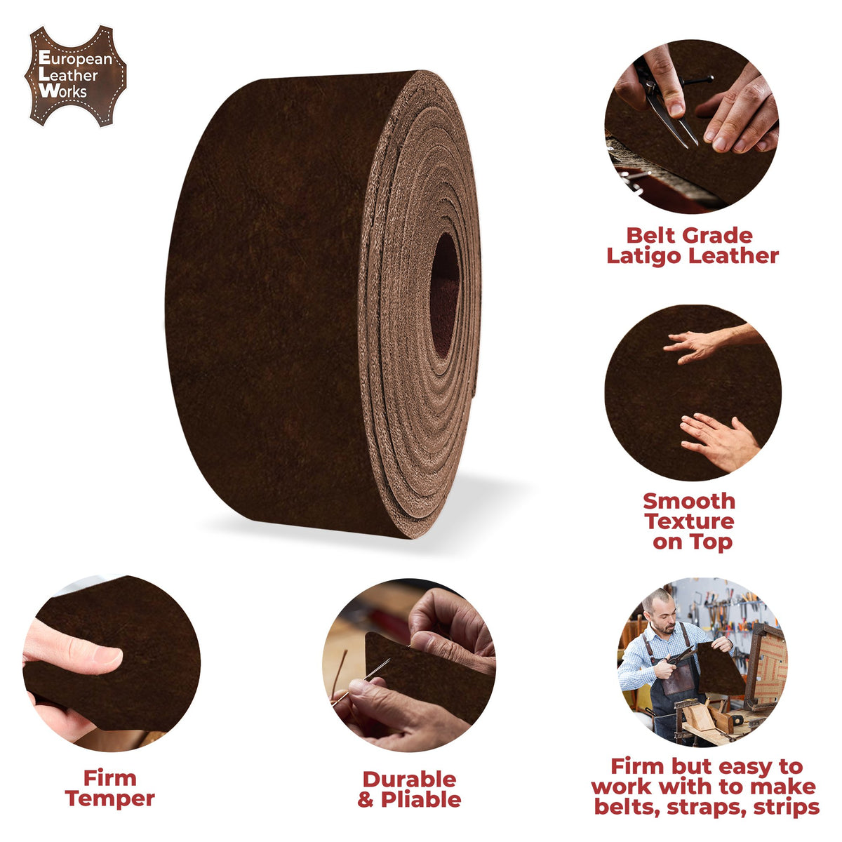 Natural Cowhide Leather Belt Strip 100% Genuine Full Grain Leather Belt  Strip (50 end to end) 