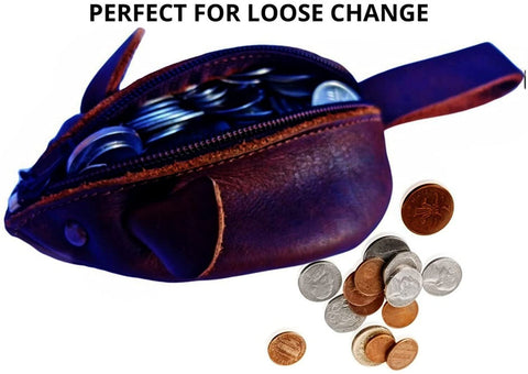 European Leather Works Mouse Coin Purse, Handmade Genuine Full Grain Leather with Rustic Cute Design, Perfect gift, Change Pouch Wallet - elwshop.com