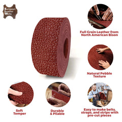 ELW Genuine American Leather Bison 8-9 oz (3.2-3.4mm) Thickness 60" Length Straps, Belts, Strips Full Grain Hide DIY Craft Projects, Bag, Chap, Moccasins, Jewelry, Wrapping - elwshop.com