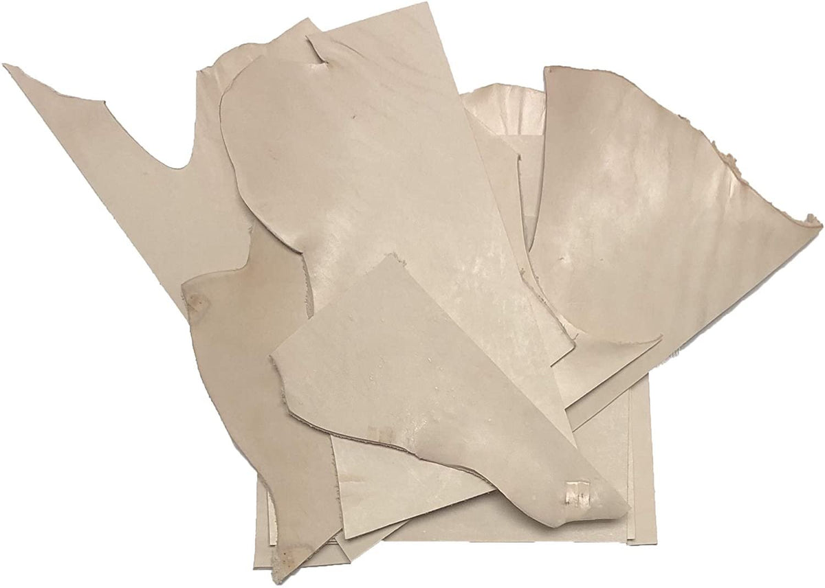 Leather Scraps - Soft and Flexible. New Larger Sizes. Mixed Colors. 2-7  Pieces per Pack. 2 lbs.