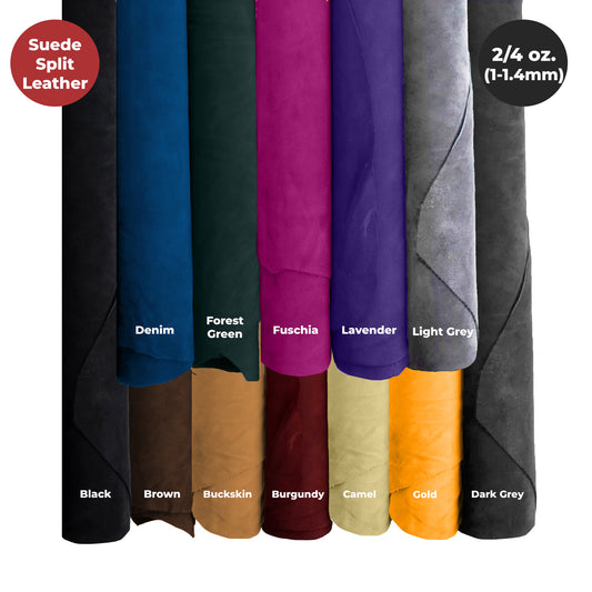Suede Leather 2-4 oz (1-1.6mm) A/B Grade Chap Split Leather Cowhides | Pre-Cut Hides | USA Made
