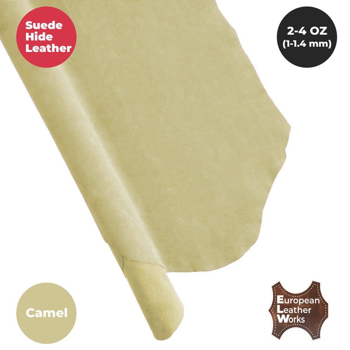 Suede Leather 2-4 oz (1-1.6mm) A/B Grade Chap Split Leather Cowhides | Pre-Cut Hides | USA Made