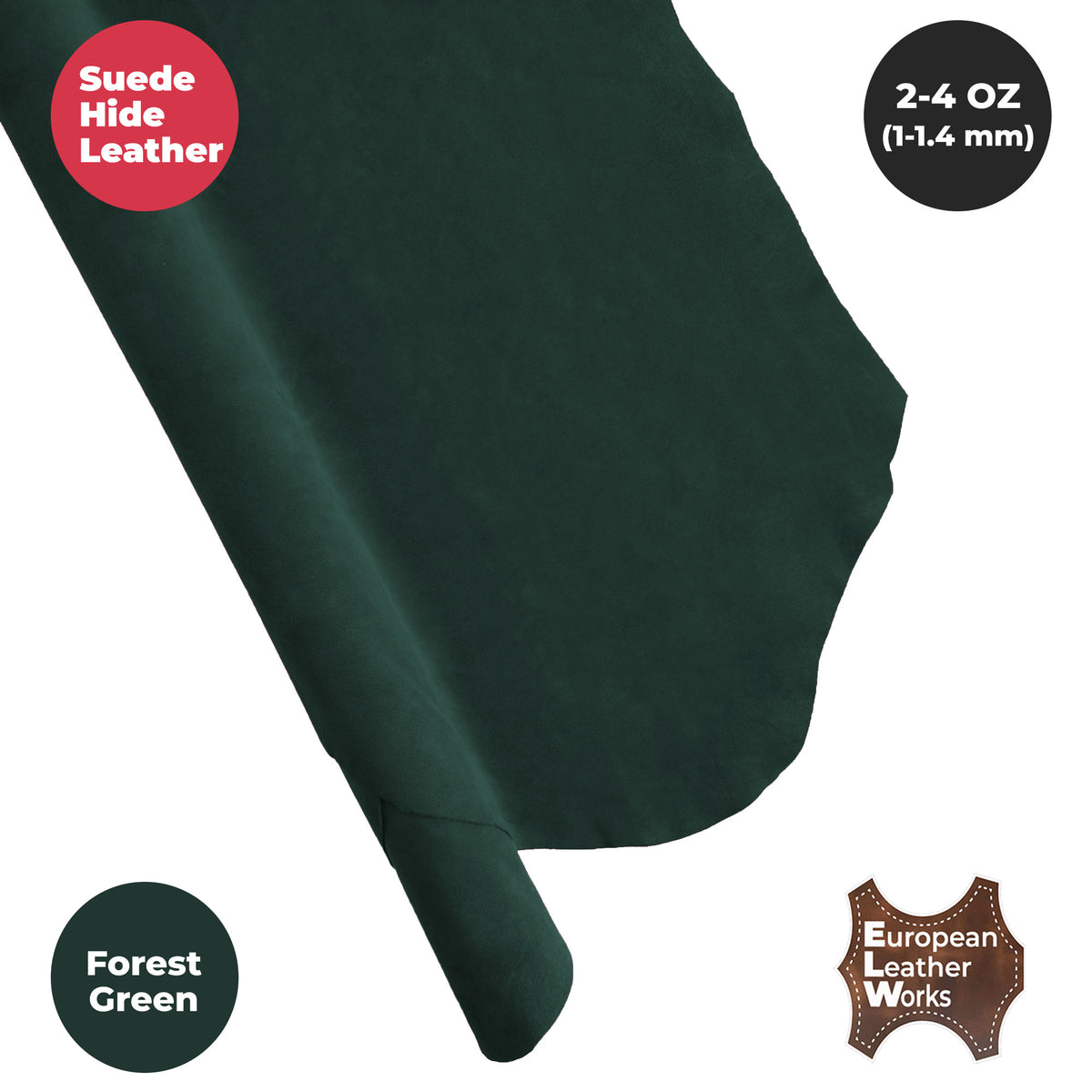 Suede Leather 2-4 oz (1-1.6mm) A/B Grade Chap Split Leather Cowhides | Pre-Cut Hides | USA Made