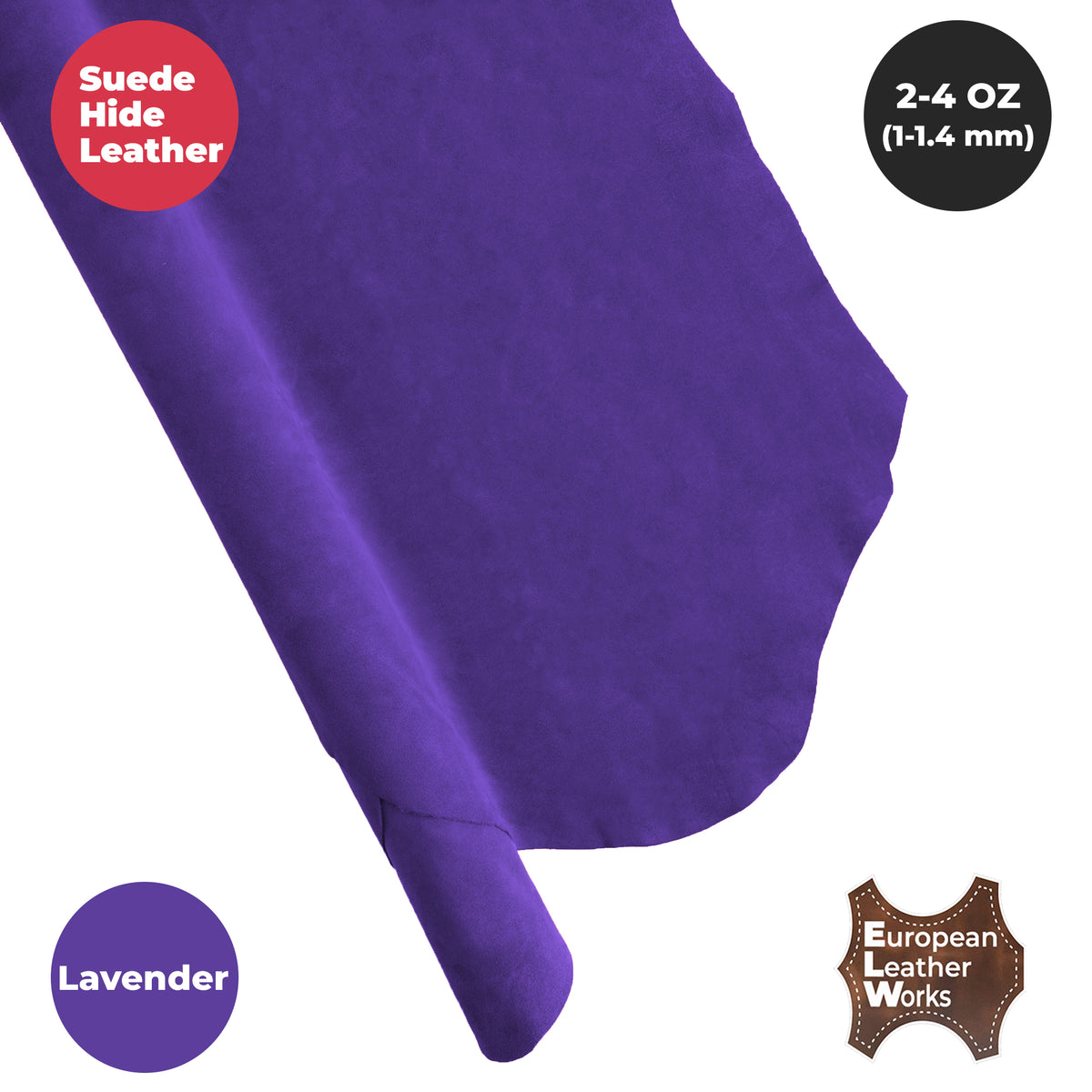 Suede Leather 2-4 oz (1-1.6mm) A/B Grade Chap Split Leather Cowhides | Pre-Cut Hides | USA Made