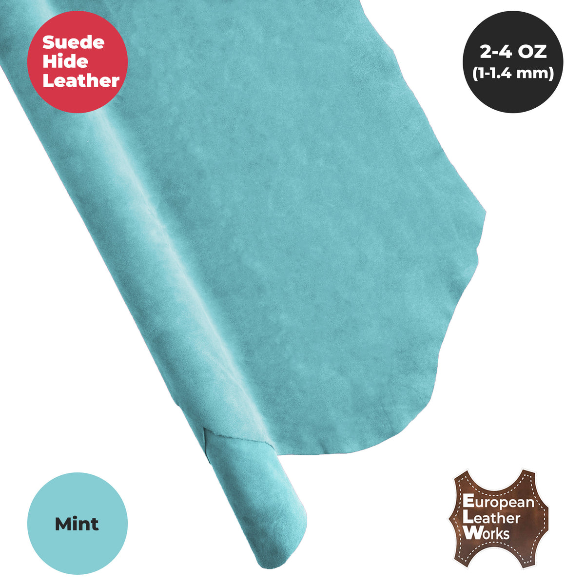 2-4 oz (1-1.6mm) Premium Suede Cowhide - Soft Full Grain Pre-Cut Side Leather  - USA Made Silky Buffed Suede Fabric Leather for Car Upholstery, Garments, Furniture