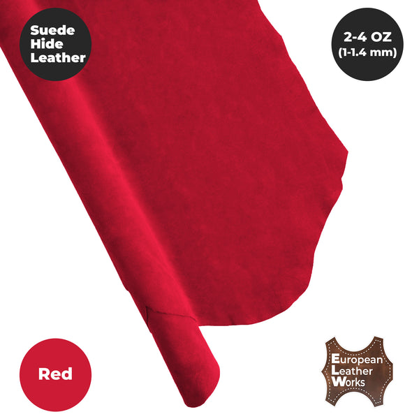 2-4 oz (1-1.6mm) Premium Suede Cowhide - Soft Full Grain Pre-Cut Side Leather  - USA Made Silky Buffed Suede Fabric Leather for Car Upholstery, Garments, Furniture