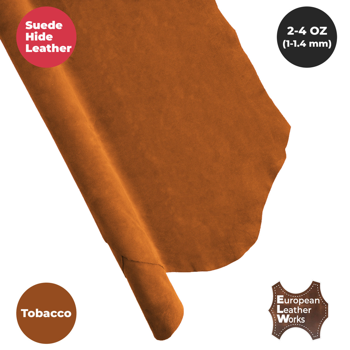 2-4 oz (1-1.6mm) Premium Suede Cowhide - Soft Full Grain Pre-Cut Side Leather  - USA Made Silky Buffed Suede Fabric Leather for Car Upholstery, Garments, Furniture