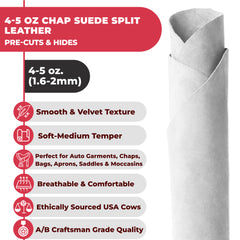 Turquoise ELW Chap Splits Suede 4-5 oz (1.6-2mm) Pre-Cut Piece - Split Leather Cowhide - Prime AB Grade Quality - Perfect For Auto, Garment, Chaps, Bags, Vest, Aprons, Saddles, Moccasins