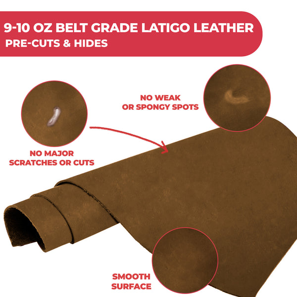 9-10 oz (3.6-4.0mm) Craftsmen Grade Latigo Leather Pre-Cut Sizes - SALE
