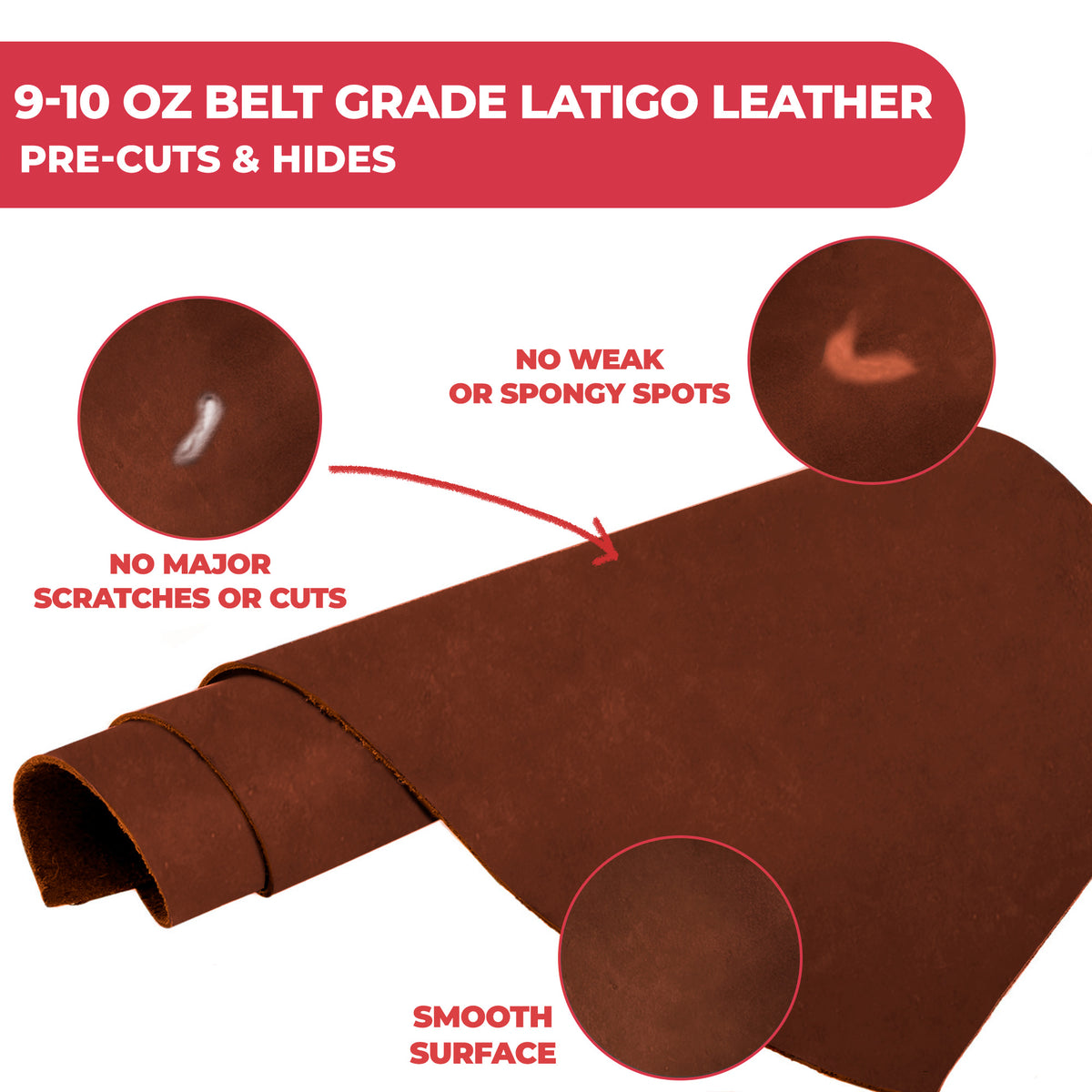 9-10 oz (3.6-4.0mm) Craftsmen Grade Latigo Leather Pre-Cut Sizes - SALE