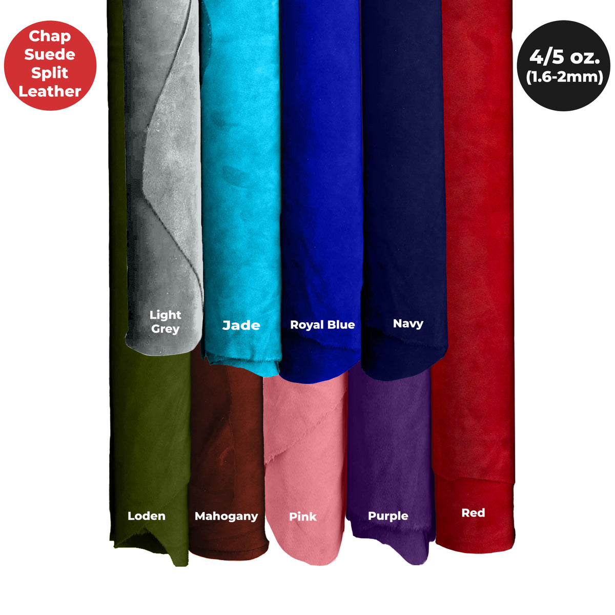 Suede Leather 4-5 oz (1.6-2mm) A/B Grade Chap Split Leather Cowhide | Pre-Cut Hides | USA Made
