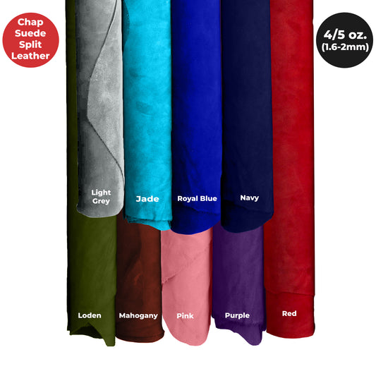 Suede Leather 4-5 oz (1.6-2mm) A/B Grade Chap Split Leather Cowhide | Pre-Cut Hides | USA Made