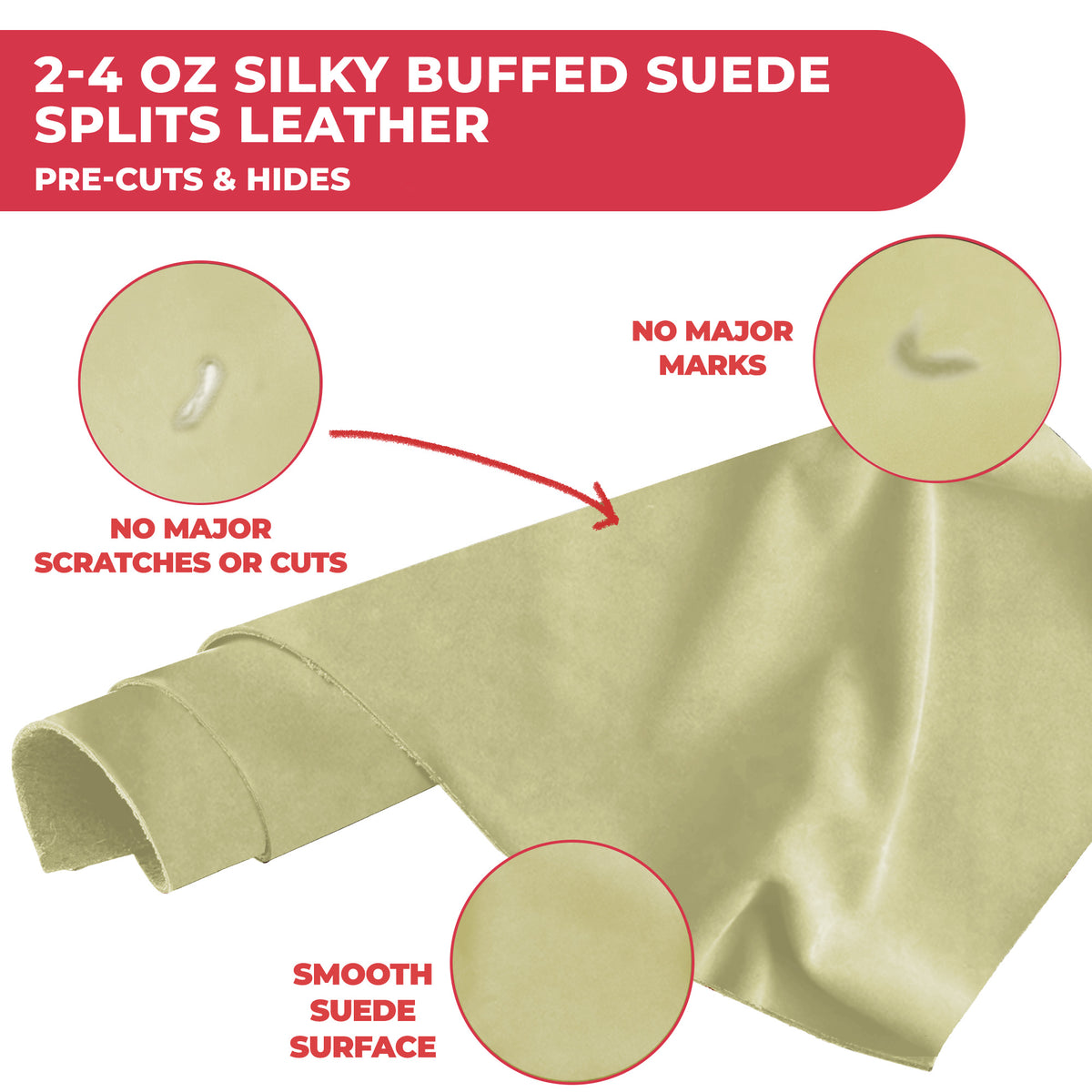 Suede Leather 2-4 oz (1-1.6mm) A/B Grade Chap Split Leather Cowhides | Pre-Cut Hides | USA Made