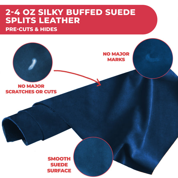 Suede Leather 2-4 oz (1-1.6mm) A/B Grade Chap Split Leather Cowhides | Pre-Cut Hides | USA Made