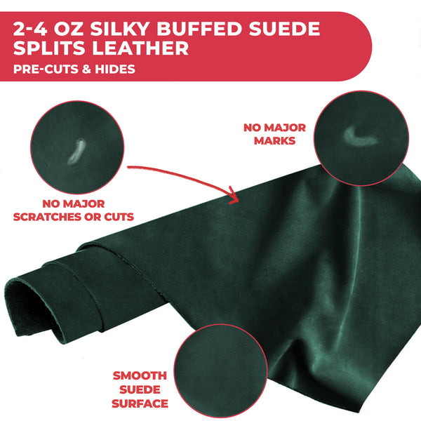 Suede Leather 2-4 oz (1-1.6mm) A/B Grade Chap Split Leather Cowhides | Pre-Cut Hides | USA Made