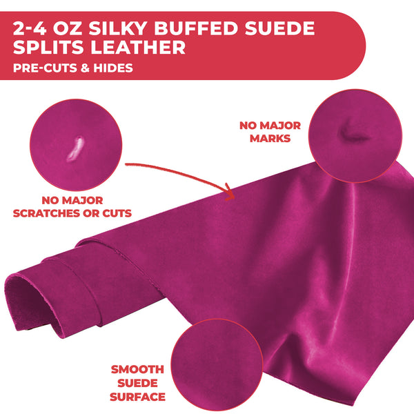 Suede Leather 2-4 oz (1-1.6mm) A/B Grade Chap Split Leather Cowhides | Pre-Cut Hides | USA Made