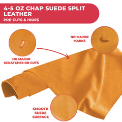 ELW Chap Splits Suede 4-5 oz (1.6-2mm) Pre-Cut Piece - Split Leather Cowhide - Prime AB Grade Quality - Perfect For Auto, Garments, Chaps, Bags, Vest, Aprons, Saddles, Moccasins