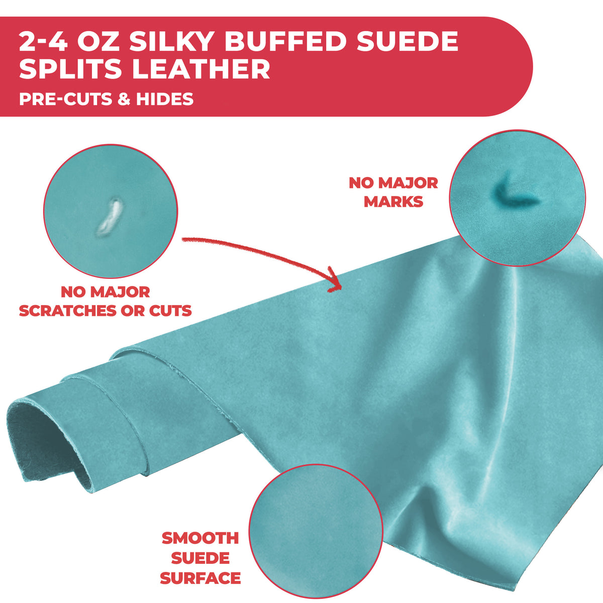 2-4 oz (1-1.6mm) Premium Suede Cowhide - Soft Full Grain Pre-Cut Side Leather  - USA Made Silky Buffed Suede Fabric Leather for Car Upholstery, Garments, Furniture