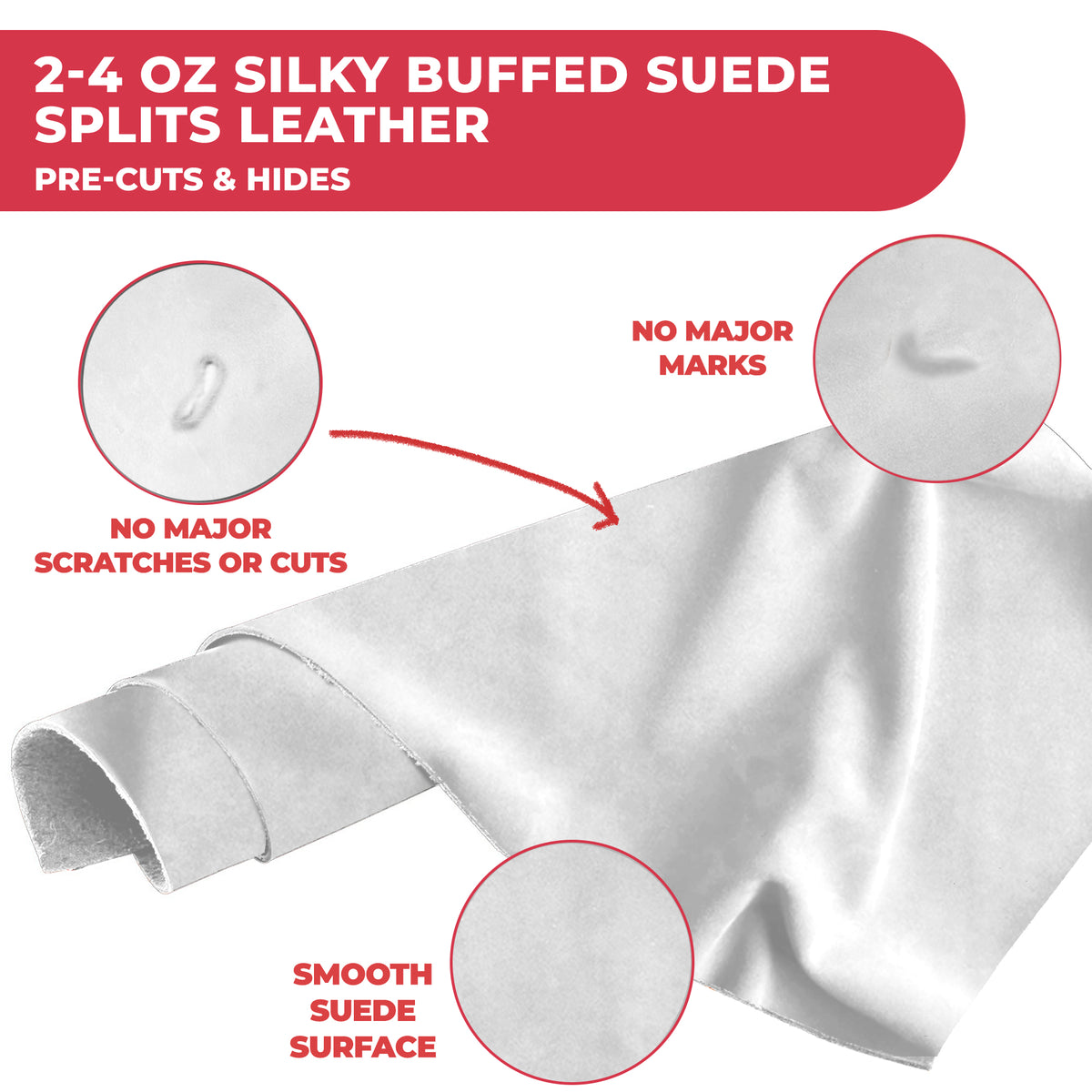 2-4 oz (1-1.6mm) Premium Suede Cowhide - Soft Full Grain Pre-Cut Side Leather  - USA Made Silky Buffed Suede Fabric Leather for Car Upholstery, Garments, Furniture