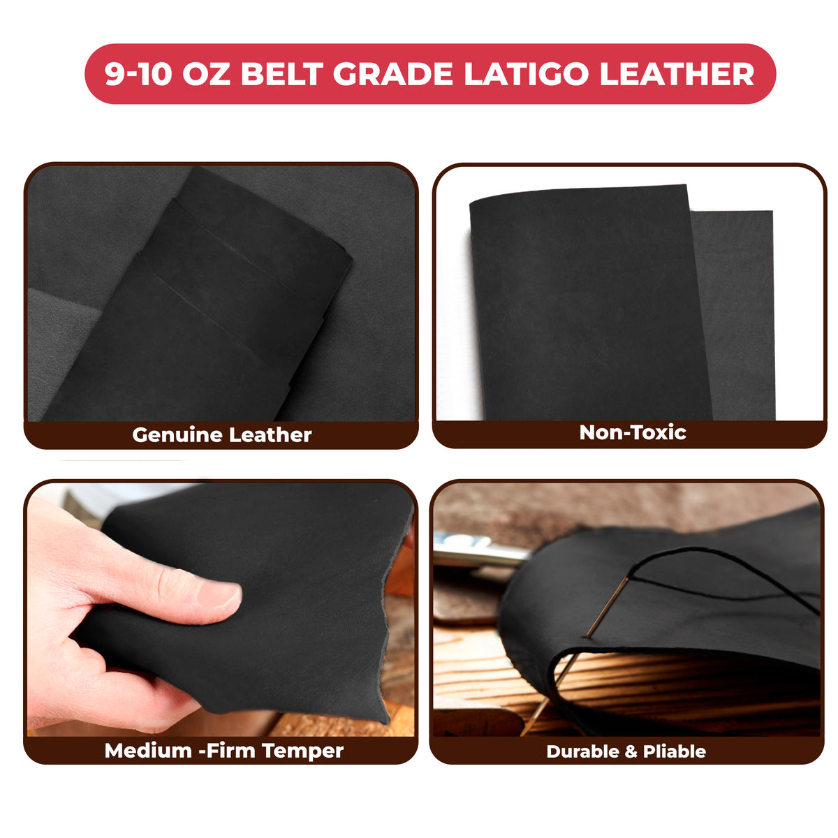 9-10 oz (3.6-4.0mm) Craftsmen's Grade Latigo Leather Hides - SALE