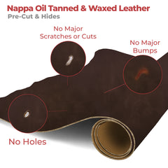 ELW 5-6 oz. (2-2.4mm) Napa Oil Tanned & Waxy Finish Leather 48" (122 cm) Length, Pre-Cuts & Hides Full Grain Genuine Craftsman Grade A/B, Leatherworking, Sheets